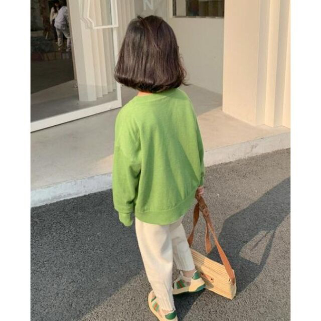 子供服★トレーナー スウェット 長袖 春服100cm グリーン キッズ/ベビー/マタニティのキッズ服女の子用(90cm~)(Tシャツ/カットソー)の商品写真