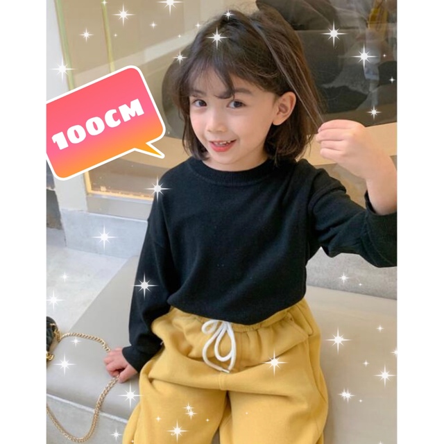 子供服★トレーナー スウェット 長袖 春服 100cm ブラック キッズ/ベビー/マタニティのキッズ服女の子用(90cm~)(Tシャツ/カットソー)の商品写真