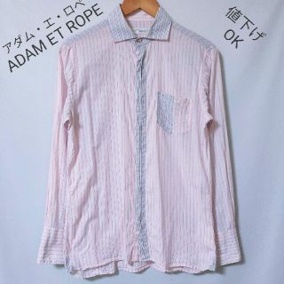 アダムエロぺ(Adam et Rope')の【ADAM ET ROPE】長袖　ワイドカラー　ストライプ　シャツ(シャツ)