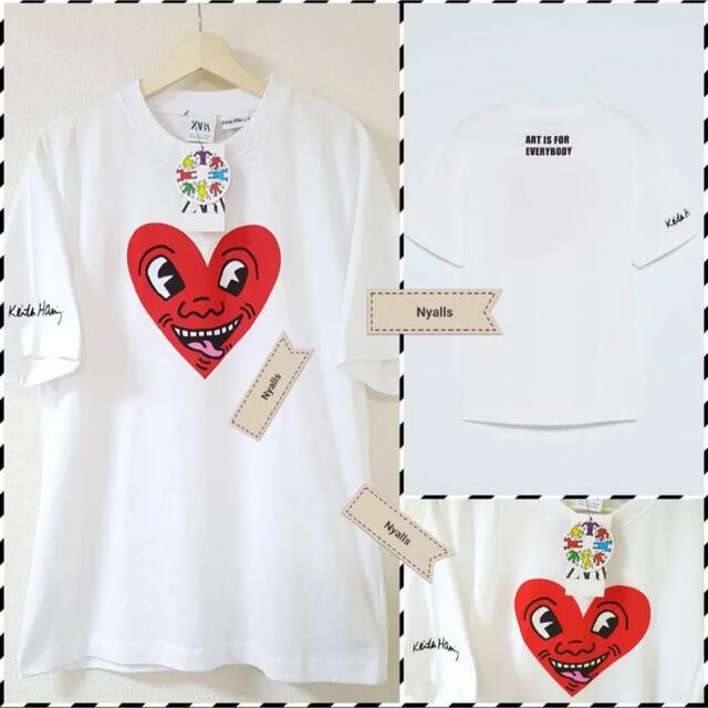 ZARA(ザラ)の新品タグ付★キースヘリング★ハートフェイス★Keith Harin★レア★コラボ メンズのトップス(Tシャツ/カットソー(半袖/袖なし))の商品写真