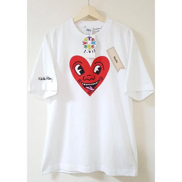 ZARA(ザラ)の新品タグ付★キースヘリング★ハートフェイス★Keith Harin★レア★コラボ メンズのトップス(Tシャツ/カットソー(半袖/袖なし))の商品写真