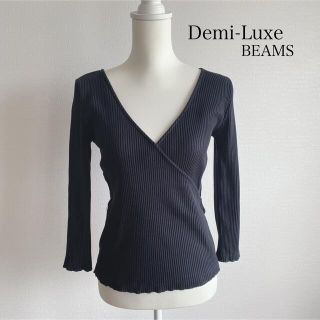 デミルクスビームス(Demi-Luxe BEAMS)のデミルクスビームス Ｖネックリブカットソー　ブラック(カットソー(長袖/七分))