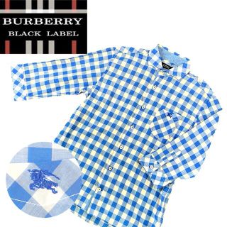 バーバリーブラックレーベル(BURBERRY BLACK LABEL)のバーバリー　ブラックレーベル　ギンガムチェック　七分袖 ブルー　シャツ(シャツ)