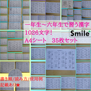 新セット★読み方使い方記載ver★小学校６年間で習う漢字 1026文字(語学/参考書)