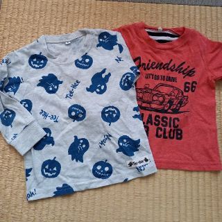 子供服 長袖Tシャツ 95★２枚セット（ｸﾞﾚｰ＆ﾎﾞｰﾀﾞｰ）(Tシャツ/カットソー)