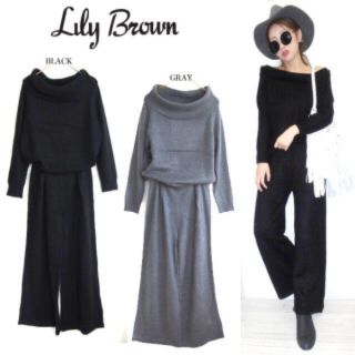 リリーブラウン(Lily Brown)のLiloy Brown 肩出し ニットオールインワン めめ様専用(オールインワン)