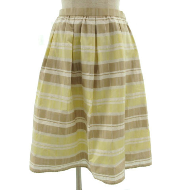 NATURAL BEAUTY(ナチュラルビューティー)のNATURAL BEAUTY スカート ひざ丈 チェック 茶 黄 白 38 レディースのスカート(ひざ丈スカート)の商品写真