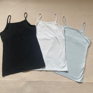 ユニクロ(UNIQLO)のエアリズムコットンブレンド　胸二重キャミソール　3枚組　140cm(下着)