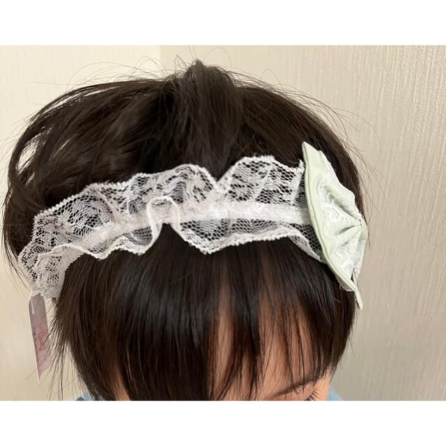 ベビーヘアバンド☆新生児☆レースリボンピンク キッズ/ベビー/マタニティのこども用ファッション小物(その他)の商品写真