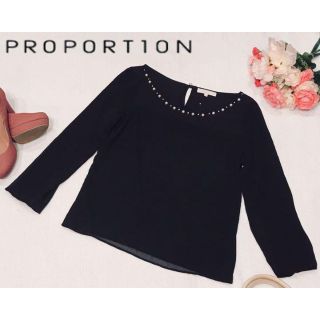 プロポーション(PROPORTION)の【美品】プロポーション PROPOTION ブラウス　黒　ブラック　サイズ3(シャツ/ブラウス(長袖/七分))