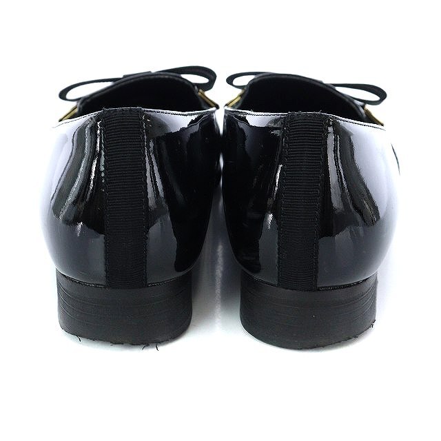 DIANA(ダイアナ)のダイアナ パンプス シューズ エナメル リボン ヒール 22.5cm 黒 レディースの靴/シューズ(ローファー/革靴)の商品写真