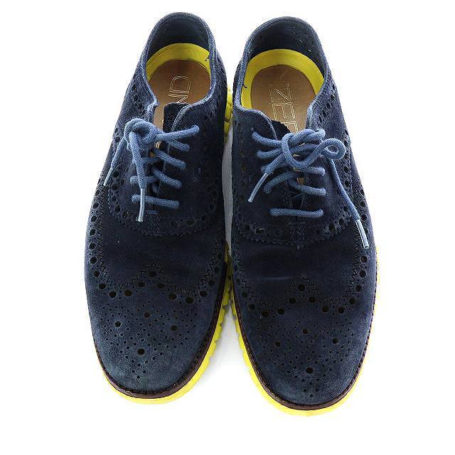 Cole Haan(コールハーン)のコールハーン スニーカー シューズ ウィングチップ 8M 25.5cm 紺 黄色 メンズの靴/シューズ(スニーカー)の商品写真