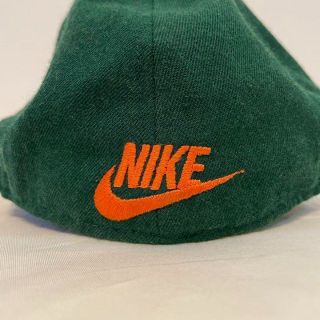 90s NIKEナイキ キャップ 刺繍ビッグロゴ USA 緑グリーンオレンジ