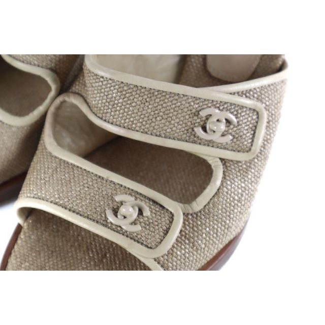 CHANEL(シャネル)のCHANEL シャネル　サンダル　パドロック　ターンロック　ストロー調　　23㎝ レディースの靴/シューズ(サンダル)の商品写真