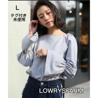 ローリーズファーム(LOWRYS FARM)の＊LOWRYS FARM＊ 袖シャーリングカットソー  L  グレー(カットソー(長袖/七分))