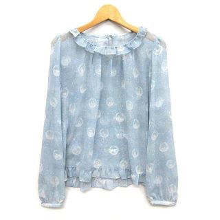 フランシュリッペ(franche lippee)のフランシュリッペ スノードーム フリル ブラウス シースルー シフォン 長袖 M(シャツ/ブラウス(長袖/七分))