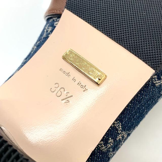 Gucci(グッチ)の3865 グッチ GGマーモント デニム レザー ローファー パンプス ブルー レディースの靴/シューズ(ハイヒール/パンプス)の商品写真