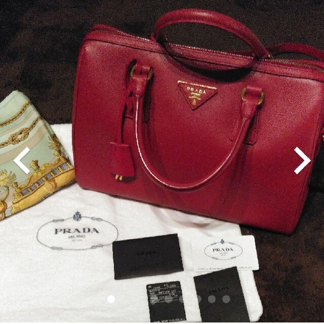 美品 PRADA サフィアーノ ラージ ハンドバッグ ビッグサイズ レッド