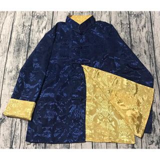 チャイナシャツ リバーシブル blue×yellow gold (シャツ)