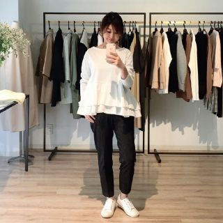 yori ボートネック ダブルフレアカットソー