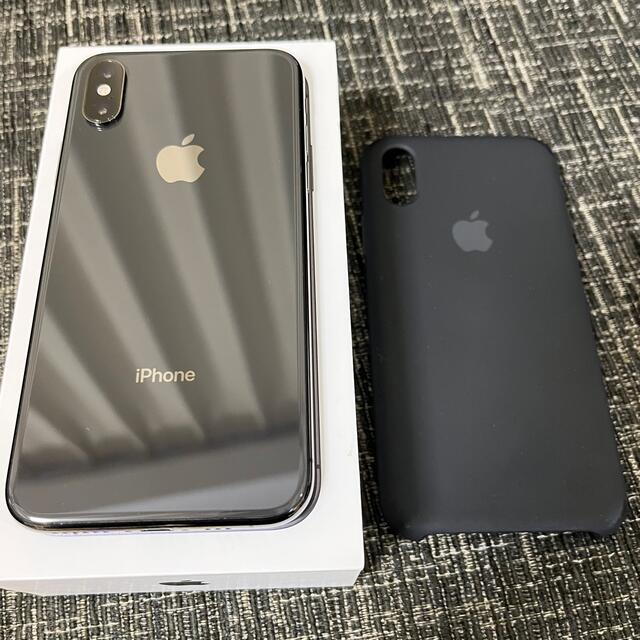 iPhone Xs Space Gray 64 GB SIMフリー　純正ケース付スマホ/家電/カメラ