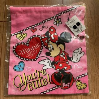 ディズニー(Disney)の新品♡未開封　ミニー　巾着　ランチ袋　コットン(日用品/生活雑貨)