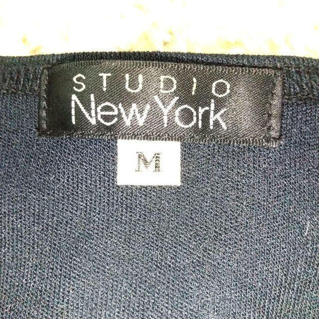 STUDIO New York カットソー Mサイズ 紺色 肩パット付き レディースのトップス(カットソー(長袖/七分))の商品写真