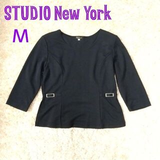 STUDIO New York カットソー Mサイズ 紺色 肩パット付き(カットソー(長袖/七分))