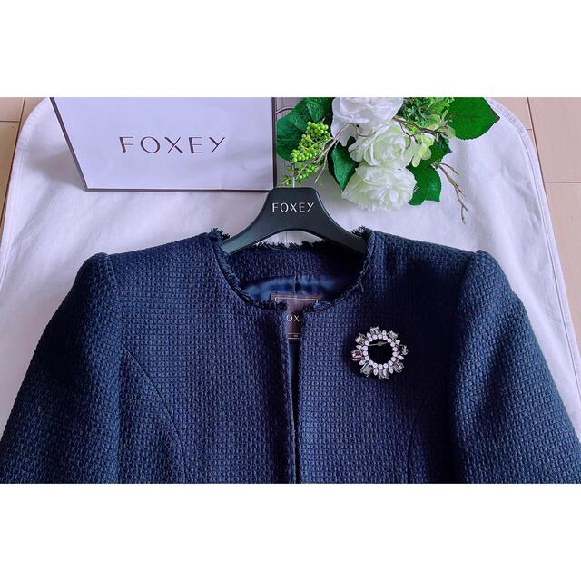 代引不可】 FOXEY 高級Tweed ジャケット40 極美品 rene入園 入学式