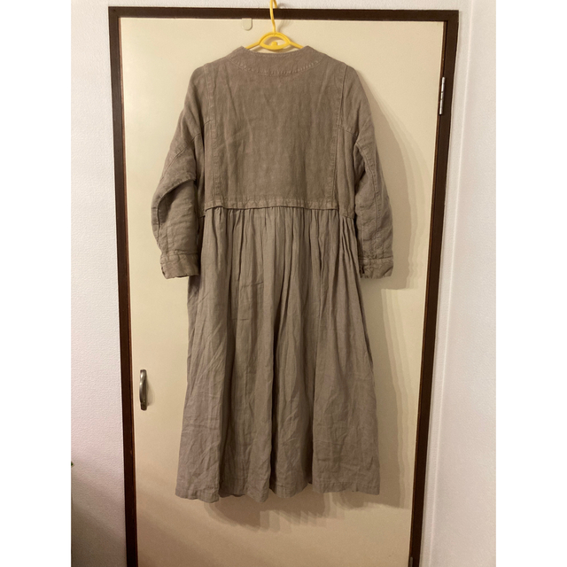 【美品】ネストローブ　nest Robe　ノーカラー　ロングワンピース　リネン