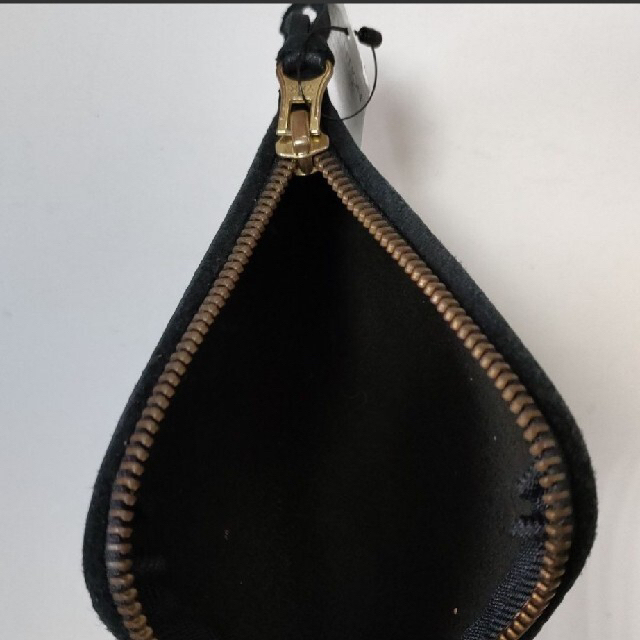 2点セット ヘラ革 エルクレザー ミニポーチ ブラック&ブラウン レディースのファッション小物(ポーチ)の商品写真