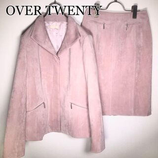 【OVER TWENTY】スカートセットアップ（7S）スエード  ピンク 入学式(スーツ)