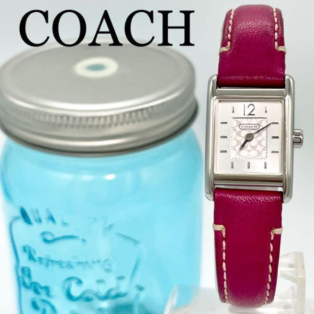 114 COACH コーチ時計 レディース腕時計 ピンク紫 シグネチャー柄 腕時計