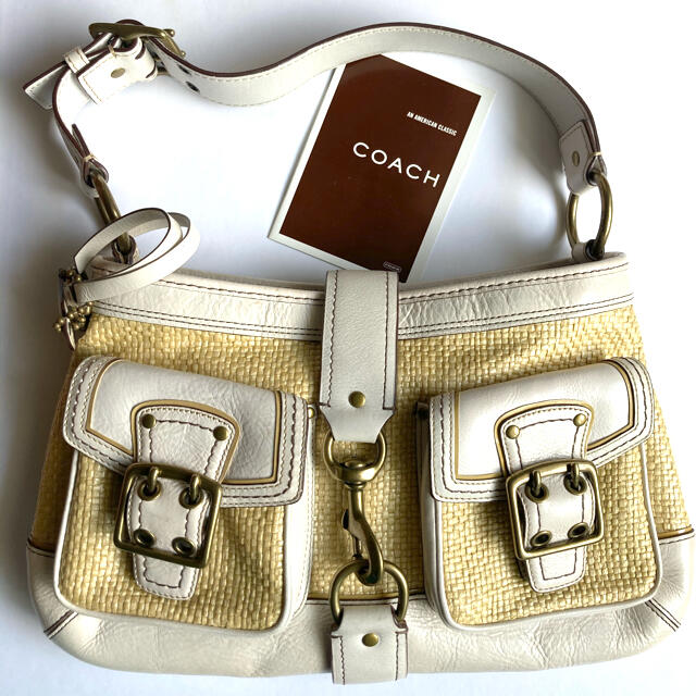 美品 コーチ COACH ショルダーバッグ レザー 白ベージュM05K-105 | フリマアプリ ラクマ