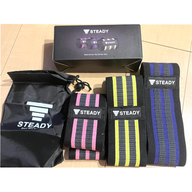 STEADY(ステディ) エクササイズバンド ヒップバンド 強度別3本セット   スポーツ/アウトドアのトレーニング/エクササイズ(トレーニング用品)の商品写真