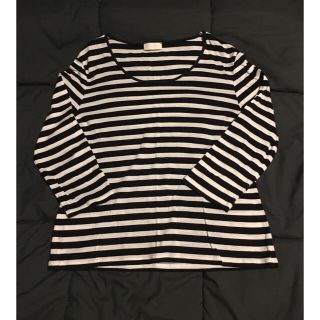 トゥモローランド(TOMORROWLAND)のトゥモローランド　ボールジー　ボーダーカットソー　Tシャツ　ラメ　七分袖(Tシャツ(長袖/七分))