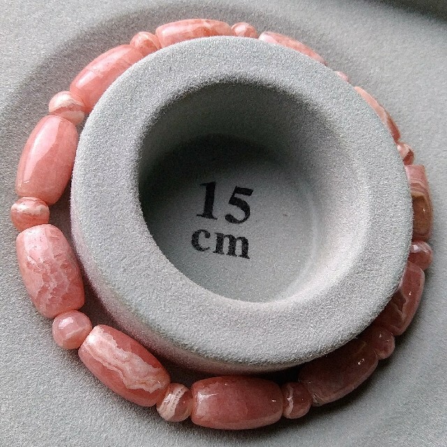 インカローズ ロードクロサイト 樽型 天珠型 デザイン ブレスレット 15cm 7