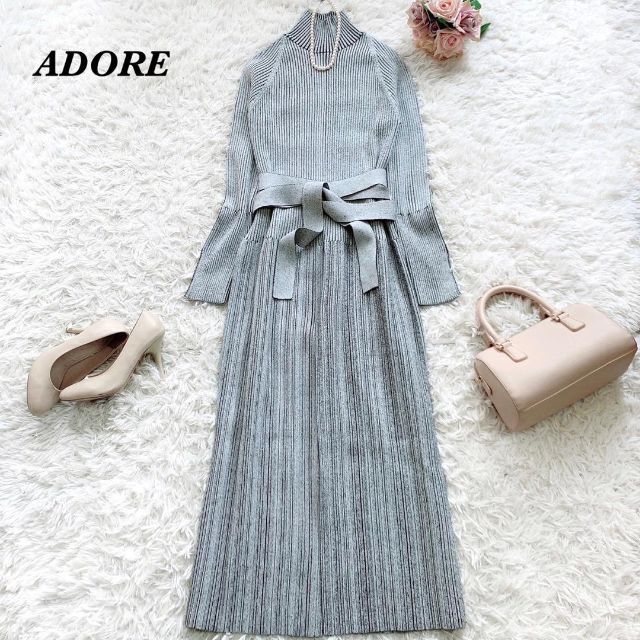 ADORE - 美品♡アドーア 20AW ドライリブニット ロングワンピース 38の