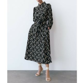 ザラ(ZARA)のZARA　プリント柄シャツロングワンピース(ロングワンピース/マキシワンピース)