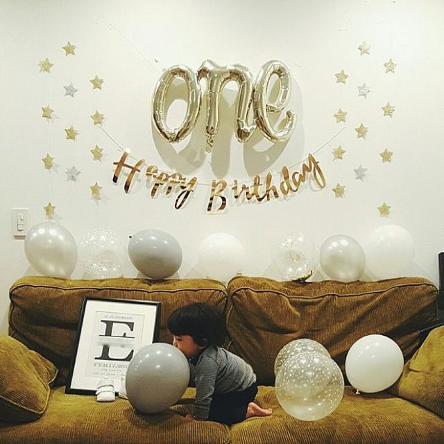 誕生日 'one'バルーン (シルバー) 一歳誕生日 ナチュラル キッズ/ベビー/マタニティのメモリアル/セレモニー用品(アルバム)の商品写真