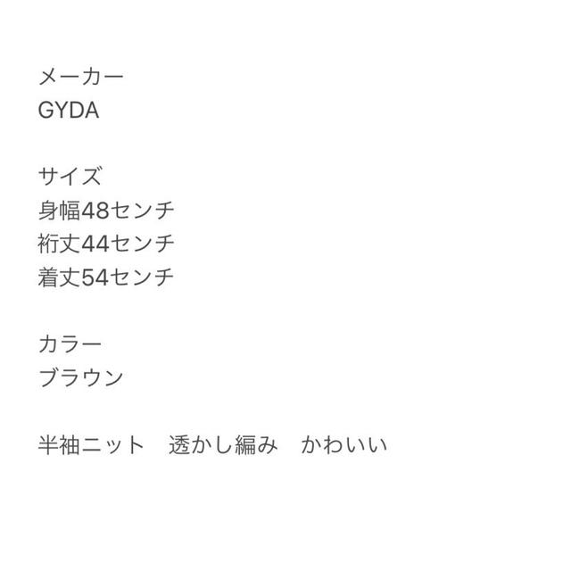 GYDA(ジェイダ)のGYDA ジェイダ 半袖ニット 透かし編み かわいい ブラウン レディースのトップス(ニット/セーター)の商品写真