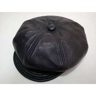 ニューヨークハット(NEW YORK HAT)のUSA製ニューヨークハット Lambskin Spitfire本革製 黒 M新品(キャスケット)