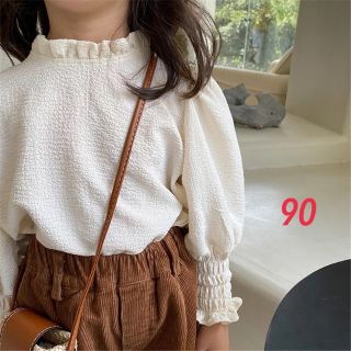 シャーリングブラウス　90  韓国子ども服(ブラウス)