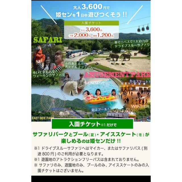 姫路 セントラルパーク チケット  入園券 大人2名分