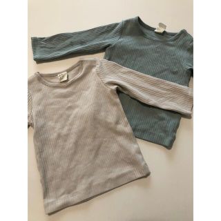 エイチアンドエム(H&M)の【aさん専用】リブトップス　ベージュのみ　H&M 75センチ(トレーナー)