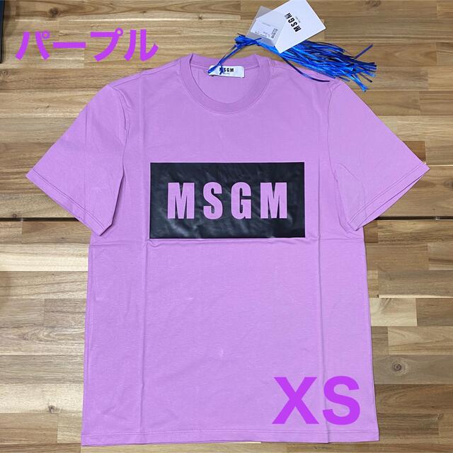 新品　MSGM メンズ　ボックスロゴTシャツ　パープル　半袖　紫　ブランド　人気