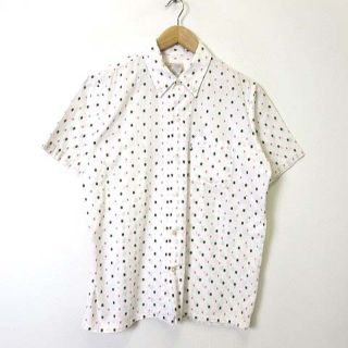 ビームスボーイ(BEAMS BOY)のビームスボーイ シャツ ブラウス ドット 水玉 半袖 M 白 ピンク 茶(シャツ/ブラウス(半袖/袖なし))