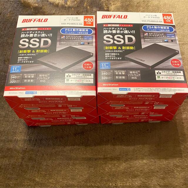 BUFFALO 外付けSSD SSD-PG480U3-BA PC周辺機器 BUFFALO 外付けSSD SSD-PG480U3-BA PC周辺機器