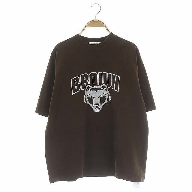 クチュールドアダム カレッジTシャツ カットソー 半袖 38 茶 白