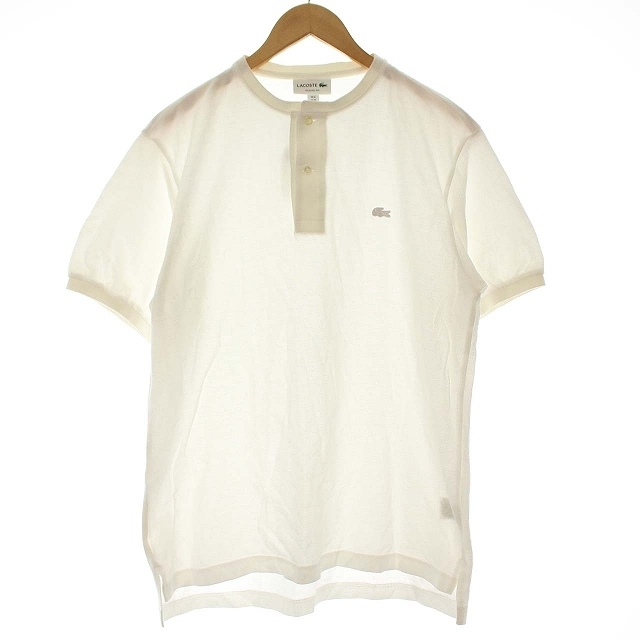 LACOSTE(ラコステ)のラコステ LACOSTE Tシャツ ヘンリーネック 鹿の子 半袖 M 白 メンズのトップス(Tシャツ/カットソー(半袖/袖なし))の商品写真